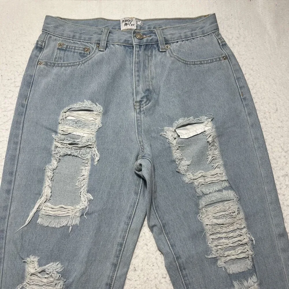 Princess Polly Women’s 4 (28x25) Straight Leg High Rise Ripped Denim Jeans - Picture 2 of 11